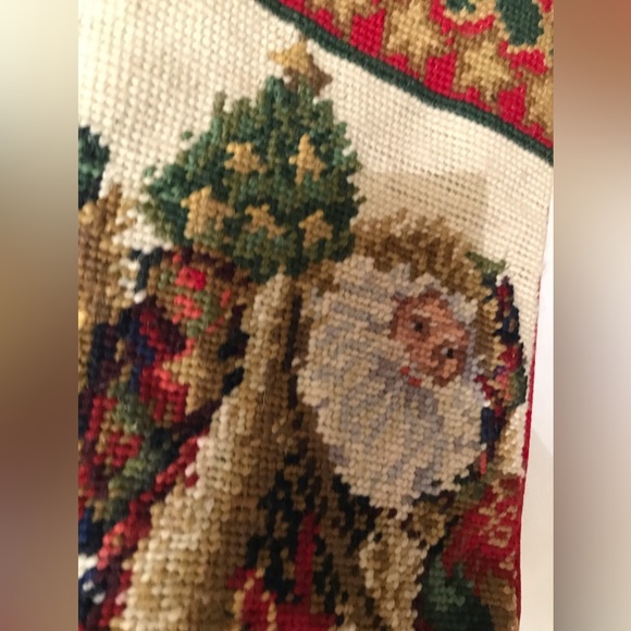 Vintage Christmas stocking needle point - Picture 6 of 13